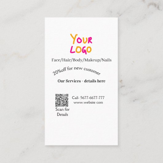 Spa massage salon discount offer services contact  名刺 (裏面)