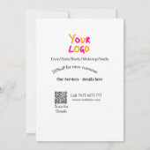 Spa massage salon discount offer services contact  招待状 (裏面)