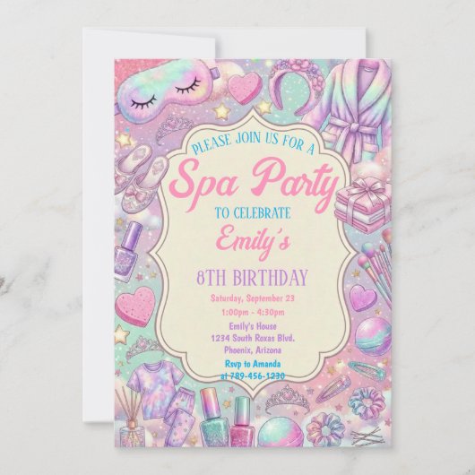 Spa Pamper Glam Party Birthday 招待状 (正面)