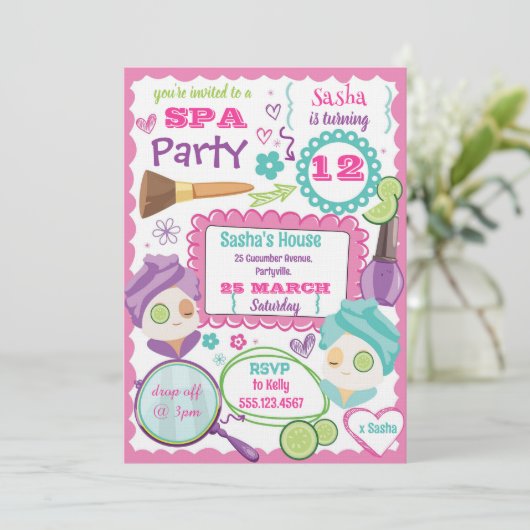 Spa Party Birthday Invitation 招待状 (スタンド正面)