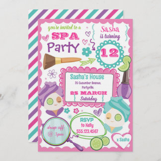 Spa Party Birthday Invitation 招待状