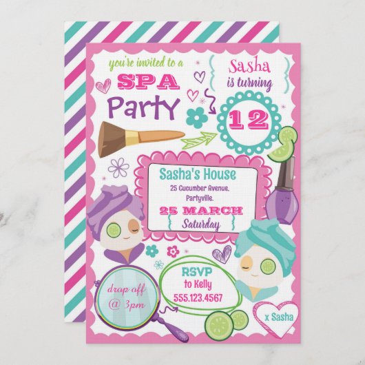 Spa Party Birthday Invitation 招待状 (正面/裏面)