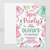 Spa Party Birthday Invitation, Pamper Party Birthd 招待状 (正面/裏面)