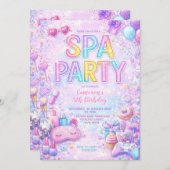 Spa Party Birthday Invitation | Pastel Spa Pamper 招待状 (正面/裏面)