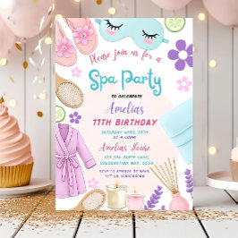 Spa Party Birthday Invitation, Spa Girl 招待状