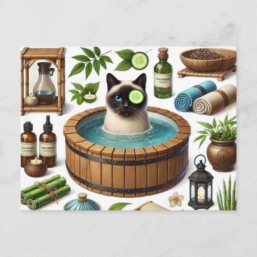 Spa party for Siamese Cat Lovers  ポストカード (正面)
