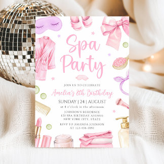 Spa Party Girl Birthday Invitation 招待状