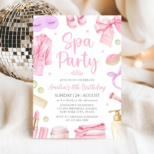 Spa Party Girl Birthday Invitation 招待状