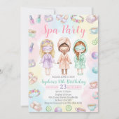 Spa party girls Glam Birthday party 招待状 (正面)