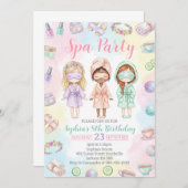 Spa party girls Glam Birthday party 招待状 (正面/裏面)
