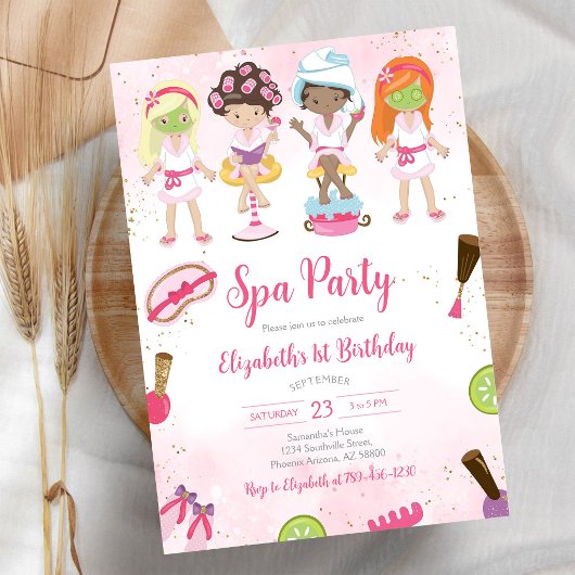 Spa Party Glitz and Glam Birthday Invitation 招待状