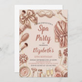 Spa Party Glitz Glam Glamour Girl Makeup Birthday 招待状 (正面/裏面)