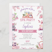 Spa Party Invitation - Cherry Blossom Pamper Party 招待状 (正面/裏面)
