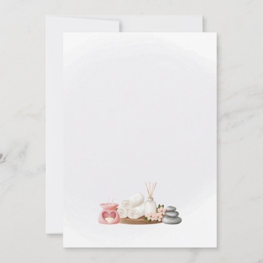 Spa Party Invitation, Natural Calm Refresh Pamper 招待状 (裏面)