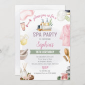 Spa Party Invitation, Natural Calm Refresh Pamper 招待状 (正面/裏面)