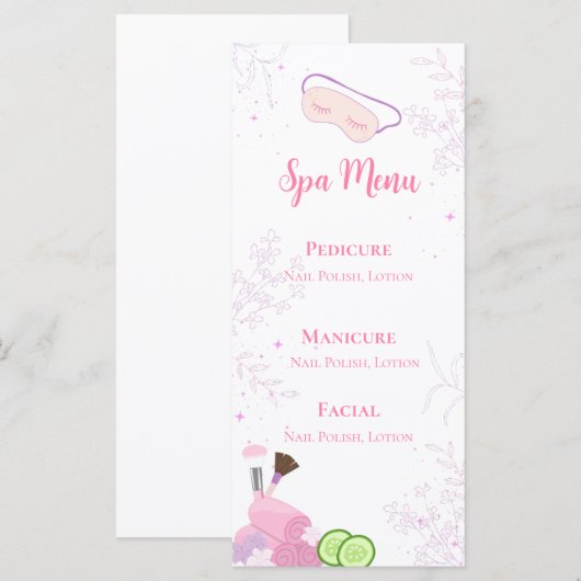 Spa Party Menu メニュー (正面/裏面)