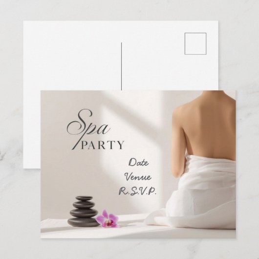 Spa Party Minimal Wellness Design ポストカード (正面/裏面)