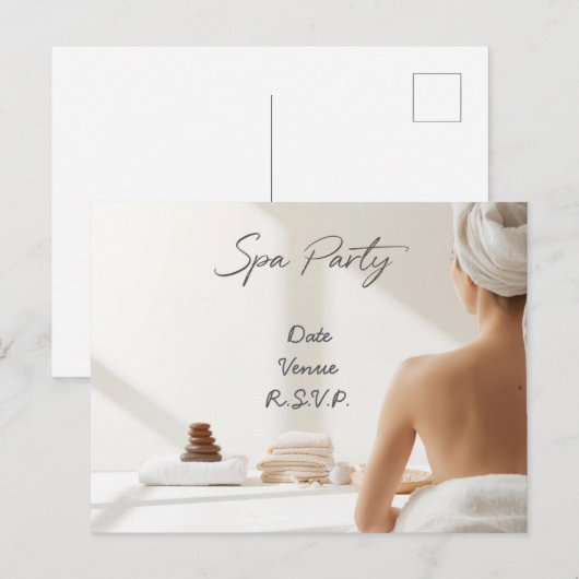 Spa Party Minimal Wellness Design ポストカード (正面/裏面)