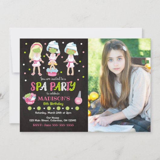 Spa Party Photo Birthday Invitation 招待状 (正面)