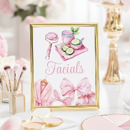 Spa Party Pink Birthday Facial Table Sign ポスター