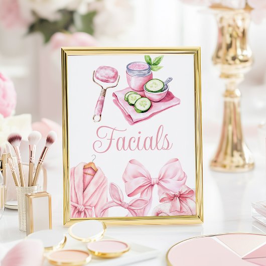 Spa Party Pink Birthday Facial Table Sign ポスター