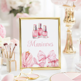 Spa Party Pink Birthday Manicure Table Sign ポスター