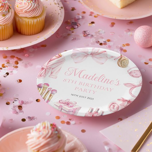 Spa Party Pink Birthday Party ペーパープレート
