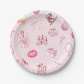 Spa Party Pink Birthday Party ペーパープレート (正面)