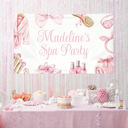 Spa Party Pink Birthday Party Banner 横断幕