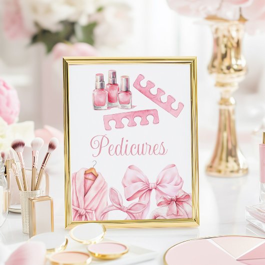 Spa Party Pink Birthday Pedicure Sign ポスター