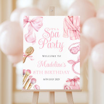 Spa Party Pink Birthday Welcome Sign