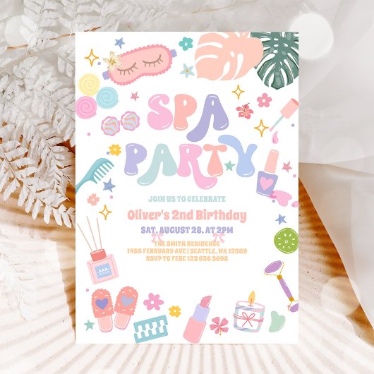 Spa Party Sleepover Glam Birthday Invitation 招待状