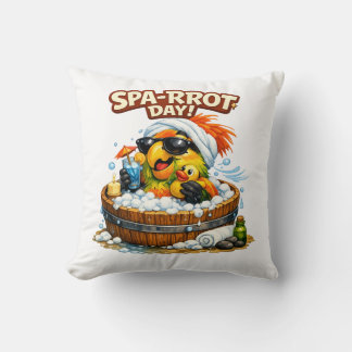 Spa-rrrot Day Funny Parrot Spa Relax Design クッション