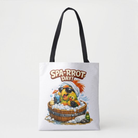 Spa-rrrot Day Funny Parrot Spa Relax Design トートバッグ (正面)