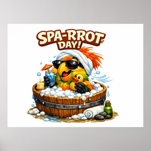 Spa-rrrot Day Funny Parrot Spa Relax Design ポスター (正面)