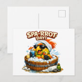 Spa-rrrot Day Funny Parrot Spa Relax Design ポストカード (正面/裏面)