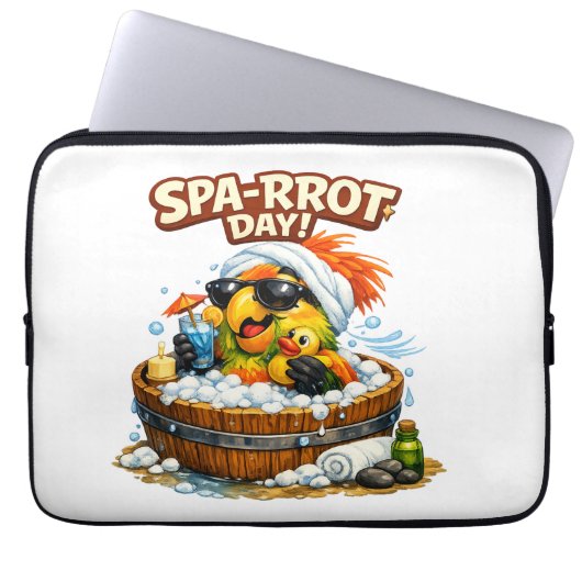 Spa-rrrot Day Funny Parrot Spa Relax Design ラップトップスリーブ (正面)