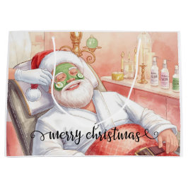 Spa Santa Claus Merry Christmas  ラージペーパーバッグ