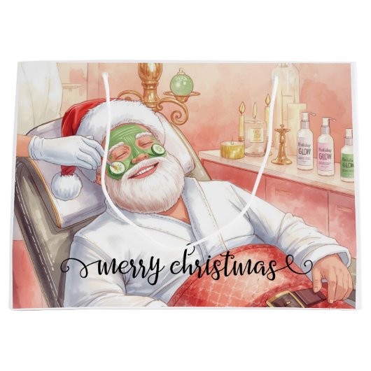 Spa Santa Claus Merry Christmas  ラージペーパーバッグ (正面)