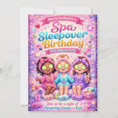 Spa Sleepover Birthday Party Invitation-Girls Spa 招待状 (正面)