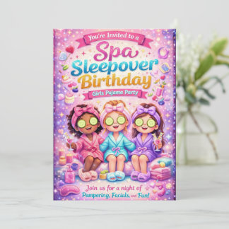 Spa Sleepover Birthday Party Invitation-Girls Spa 招待状