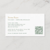 Spa Wellness Salon Yoga Massage Elegant Green Gold 名刺 (裏面)