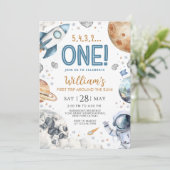 Space 1st Birthday Party First Trip Around The Sun 招待状 (スタンド正面)