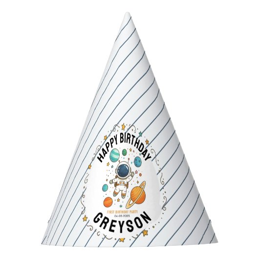 Space Adventure 1st Birthday | Outer Space パーティーハット (正面)
