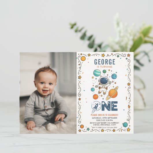 Space Adventure 1st birthday | Outer Space  招待状 (スタンド正面)