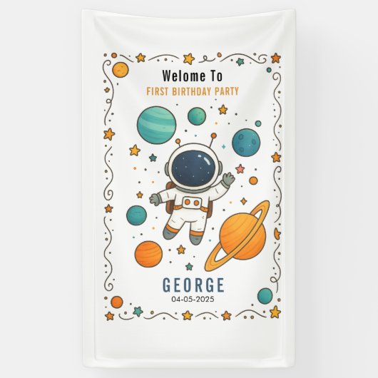 Space Adventure 1st Birthday | Outer Space 横断幕 (縦)