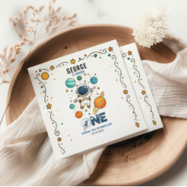 Space Adventure 1st Birthday | Outer Space Party スタンダードカクテルナプキン