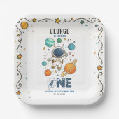 Space Adventure 1st Birthday | Outer Space Party ペーパープレート (正面)
