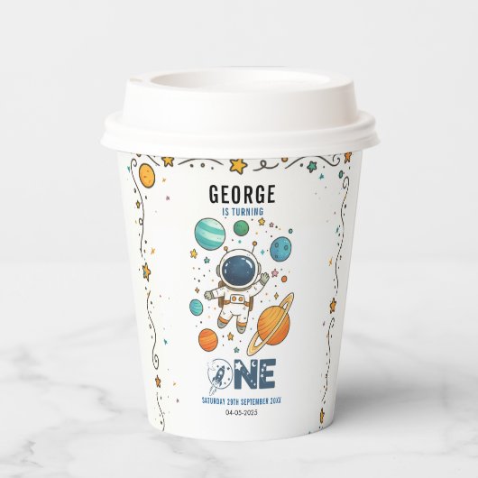 Space Adventure 1st Birthday | Outer Space Party 紙コップ (裏面)