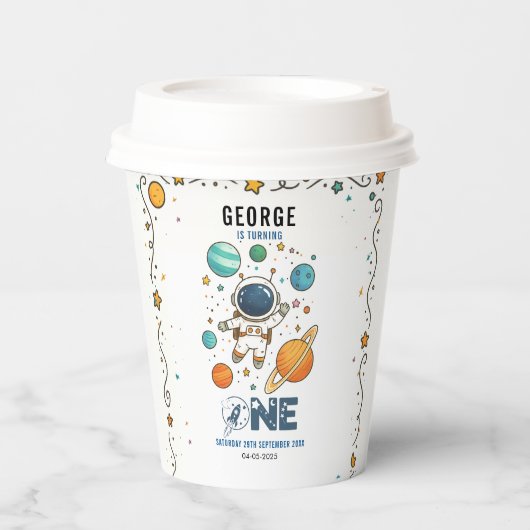 Space Adventure 1st Birthday | Outer Space Party 紙コップ (正面)